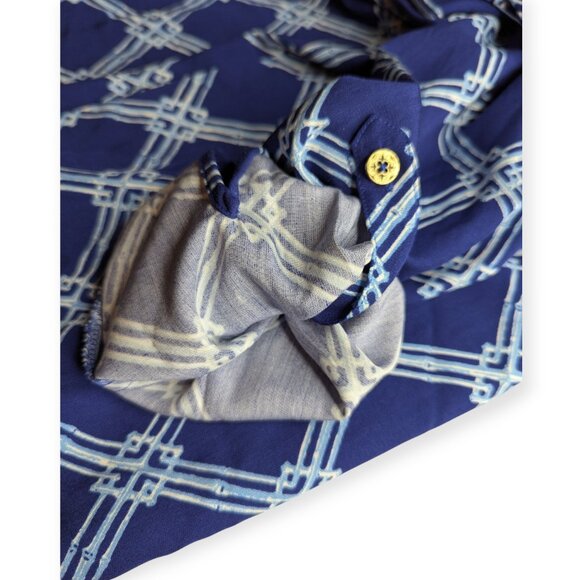 NWOT C. Wonder Printed Button Down Top Navy & White Patterned Size 12 - Picture 16 of 16